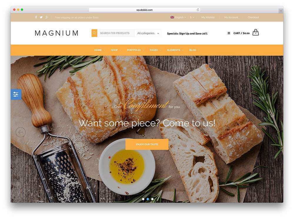 mẫu website nhà hàng Magnium