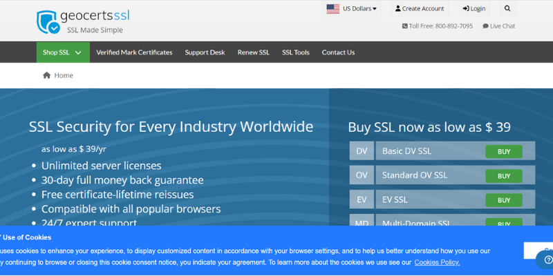 Geocerts SSL - Cung cấp dịch vụ đăng ký chứng chỉ SSL tốt, giá rẻ